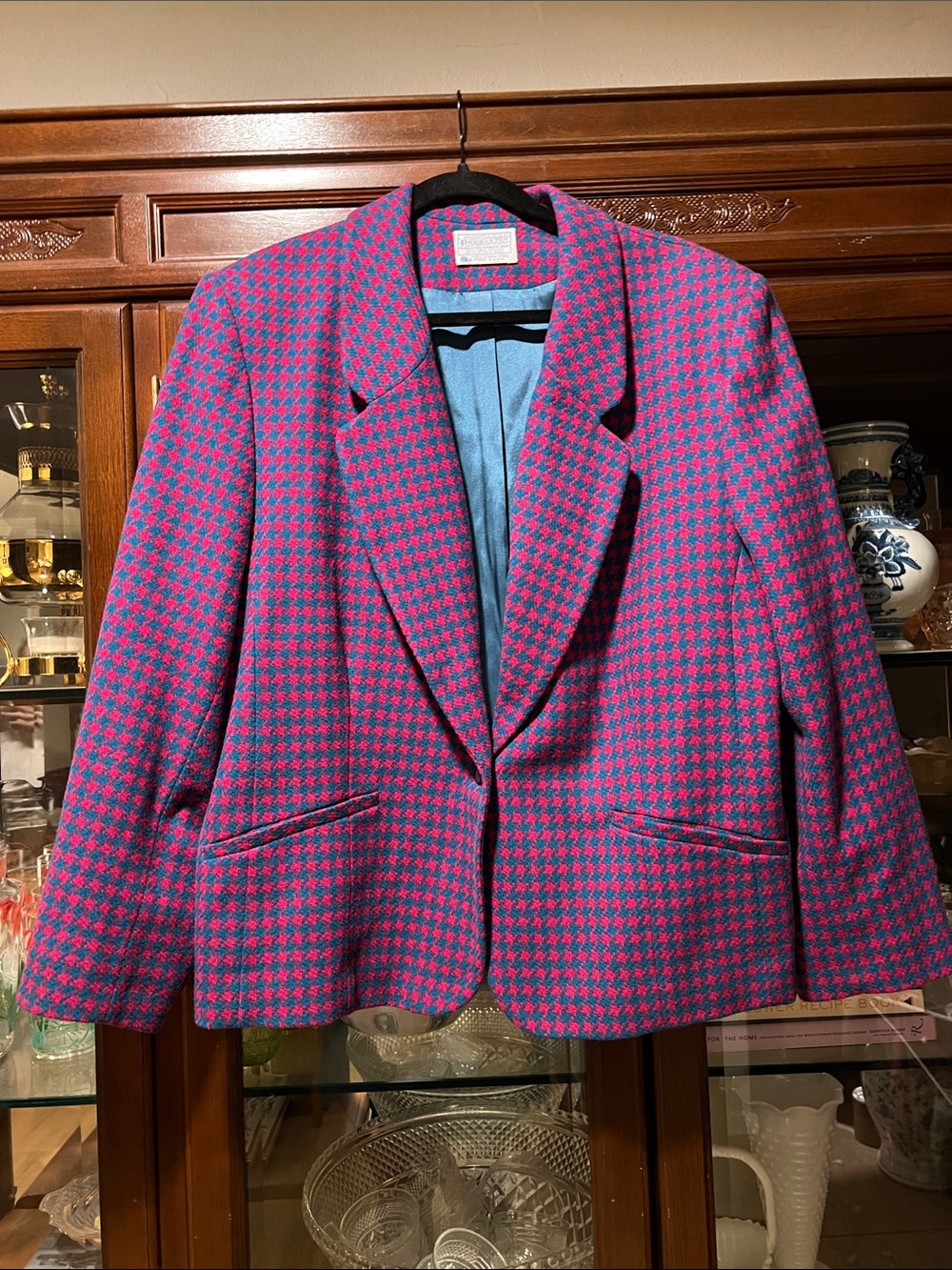 Pendleton Pink and Blue Houndstooth Blazer
